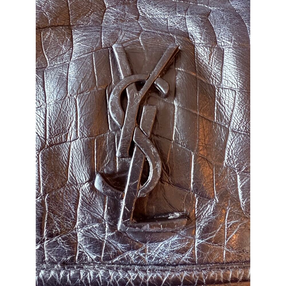 Saint Laurent Niki Medium Croc-Embossed Bag in Black - Picture 3 of 15